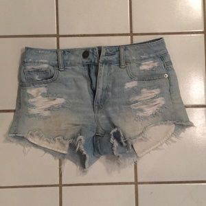 High rise distressed shorts